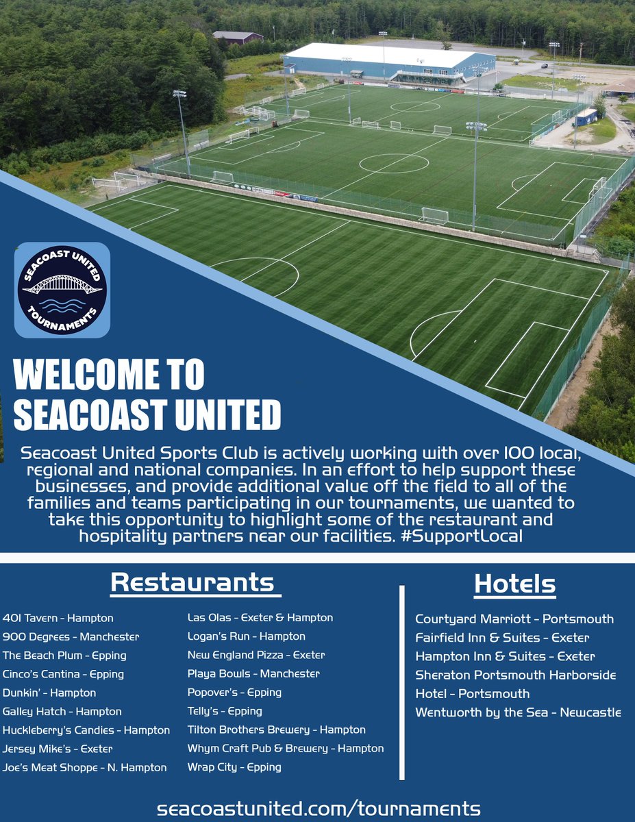 Be sure to check out some of our local restaurant partners if you are taking part in the Capitol Cup Tournament. Plenty of options to keep you fueled up all weekend long! 

#SeacoastBOTW 
#SupportLocal