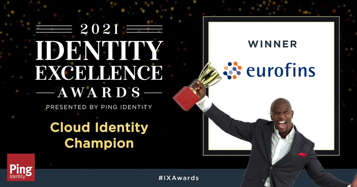 pingidentity's tweet photo. ☁️💪 Congratulations to @eurofins on being our 2021 #IXAwards Cloud Identity Champion! 🏆 Eurofins earned the top award by building a comprehensive identity experience to allow approx 55,000 users access to all their in-house developed apps. Bravo! #PingYOUniverse https://t.co/YmpTId2IPP