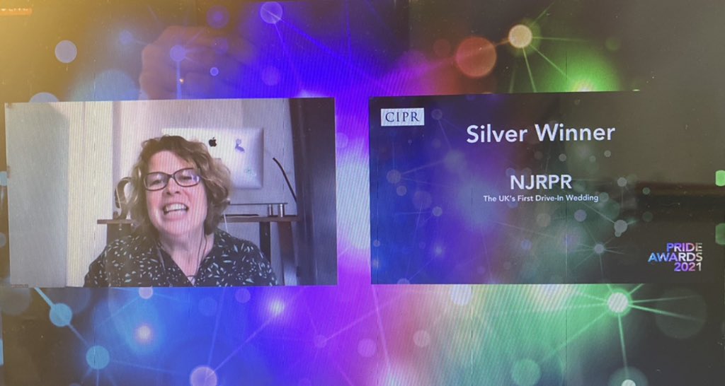 Delighted to have won a Silver #PRideSCI award for the UK’s first drive in wedding. Thanks <a href="/louiseminchin/">Louise Minchin</a> for hosting the awards!