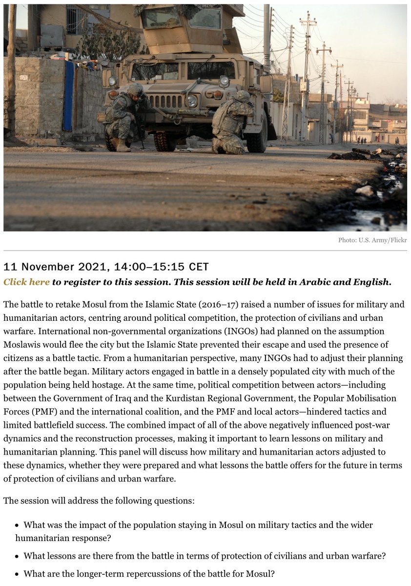 Urban warfare and the protection of civilians: #Mosul, a case study #Iraq sipri.org/events/2021/SS…