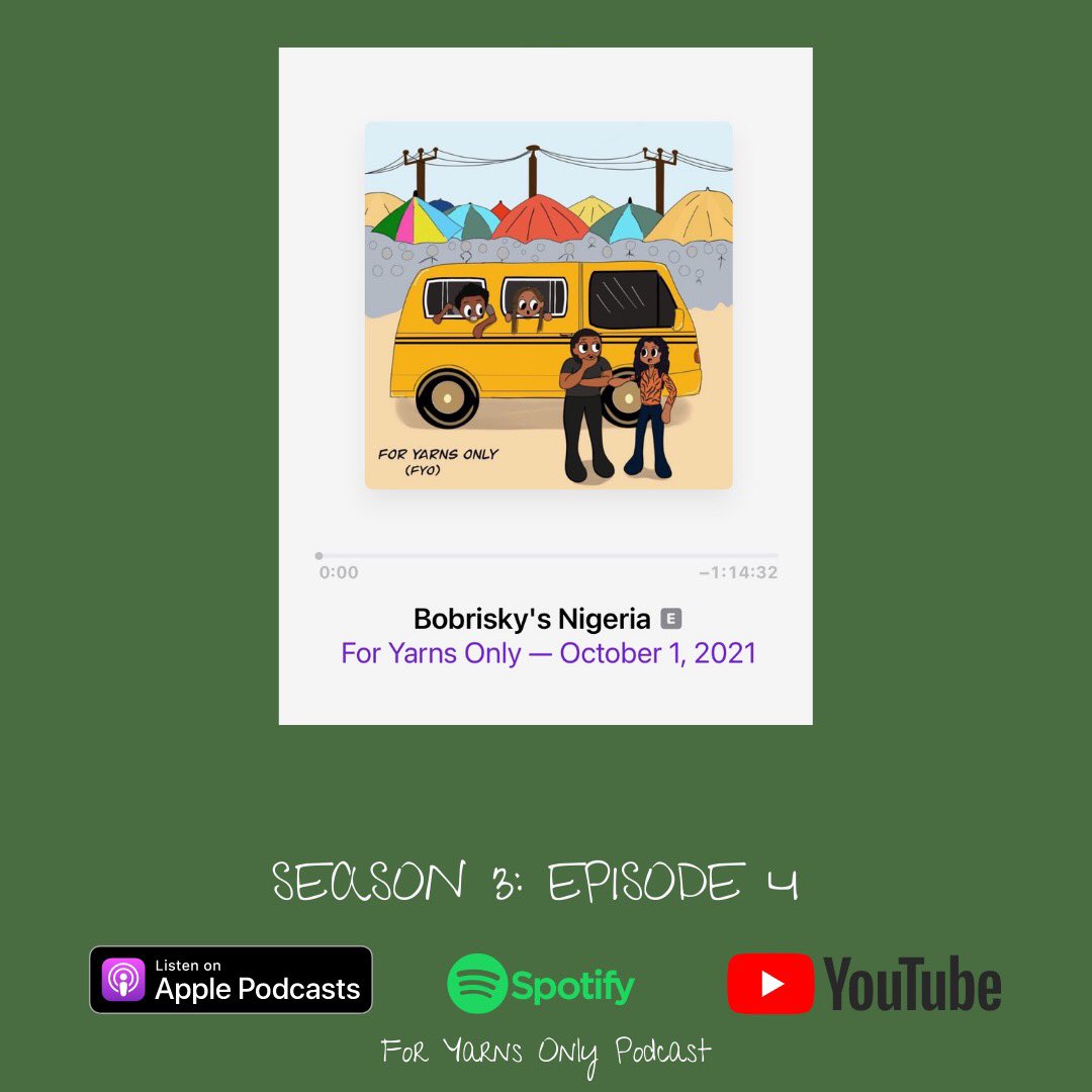 Bobrisky’s Nigeria🌚

Season 3, Episode 4 out now🤩

Listen, share, comment and stay safe as usual 
Appreciate y’all 🌟 
#foryarnsonly #podcast #AfricanPodcast #NigerianPodcast #BlackPodcast #PodsInNaija #Podcastersof9ja #Podcastshows #Podcasters #Podcastcommunity