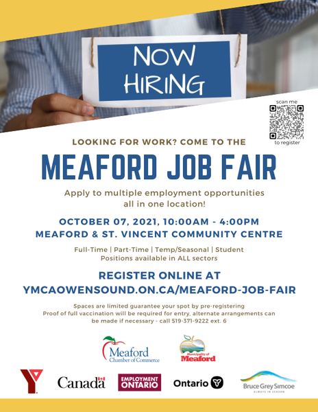 Great News!

Our Team will be at the Meaford Job Fair this Thursday 7th October 2021.

Learn about our training programs and job placements in Construction, Hospitality &amp; Tourism and Manufacturing.

Take part in our FUN activities!! 
Come visit us at the Job Fair...See you there!