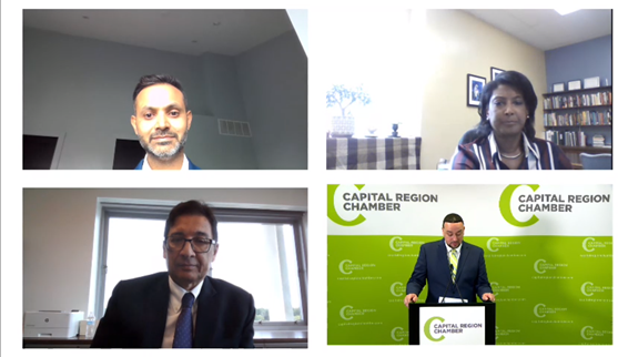 Panel discussion at the Chamber's virtual Talent, Diversity and Inclusion Summit led by Girish Ganesan of <a href="/TDBank_US/">TD Bank</a>. He's talking with Dr. Angela Antonikowski &amp; Dr. Nilanjan Sen about the COVID-19 pandemic &amp; its impact on the community. #DiversityandInclusion