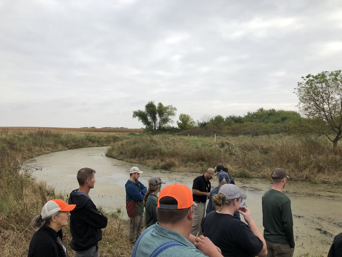 farmerdoug93's tweet photo. @nature_IA Karen sharing details on an oxbow they restored on @BooneRiver Prairie Creek in Kossuth county. There is a tile outlet into this oxbow, they are monitoring water quality at this site. Average 42% reduction in nitrates. https://t.co/nPtna6Lvac