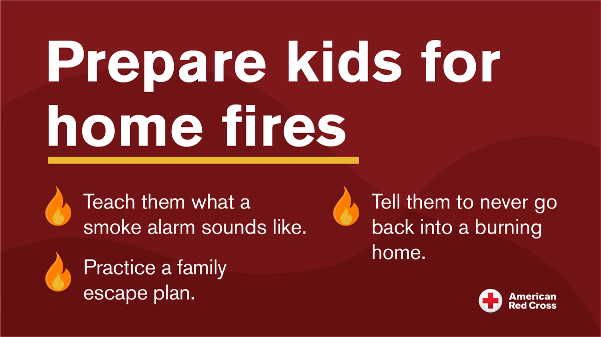 indianaRedCross's tweet photo. Do your kids know what to do in case of a fire? Explaining fire safety and making an escape plan will make sure they do.

Create an escape plan here ➡️ https://t.co/4mhNQ6j0OL

#firesafety #fireprevention #escapeplan #indianaredcross #whyiredcross #beprepared #americanredcross https://t.co/vNxdwjPLWt