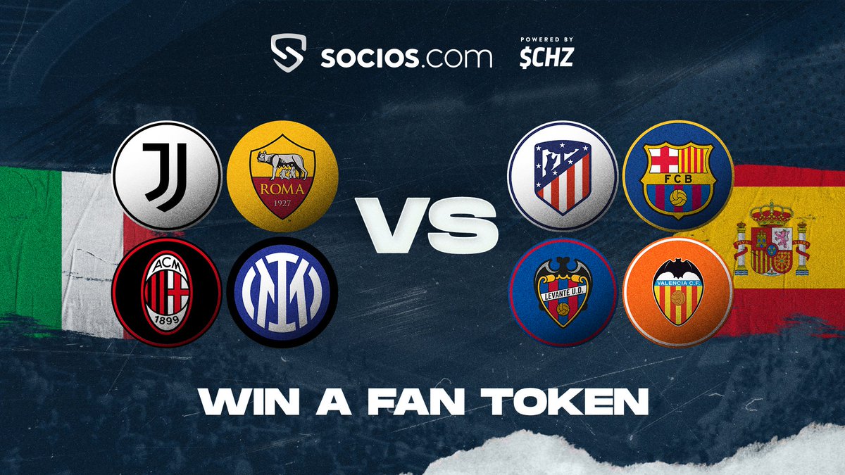 socios's tweet photo. 🙌For every goal scored by a Socios player during Italy vs Spain, we’ll giveaway 3 Fan Tokens.

To Enter:
✅Follow
✅Reply with 🇮🇹or🇪🇸
✅Retweet

⚡️ $CHZ https://t.co/JR0ajg60tO