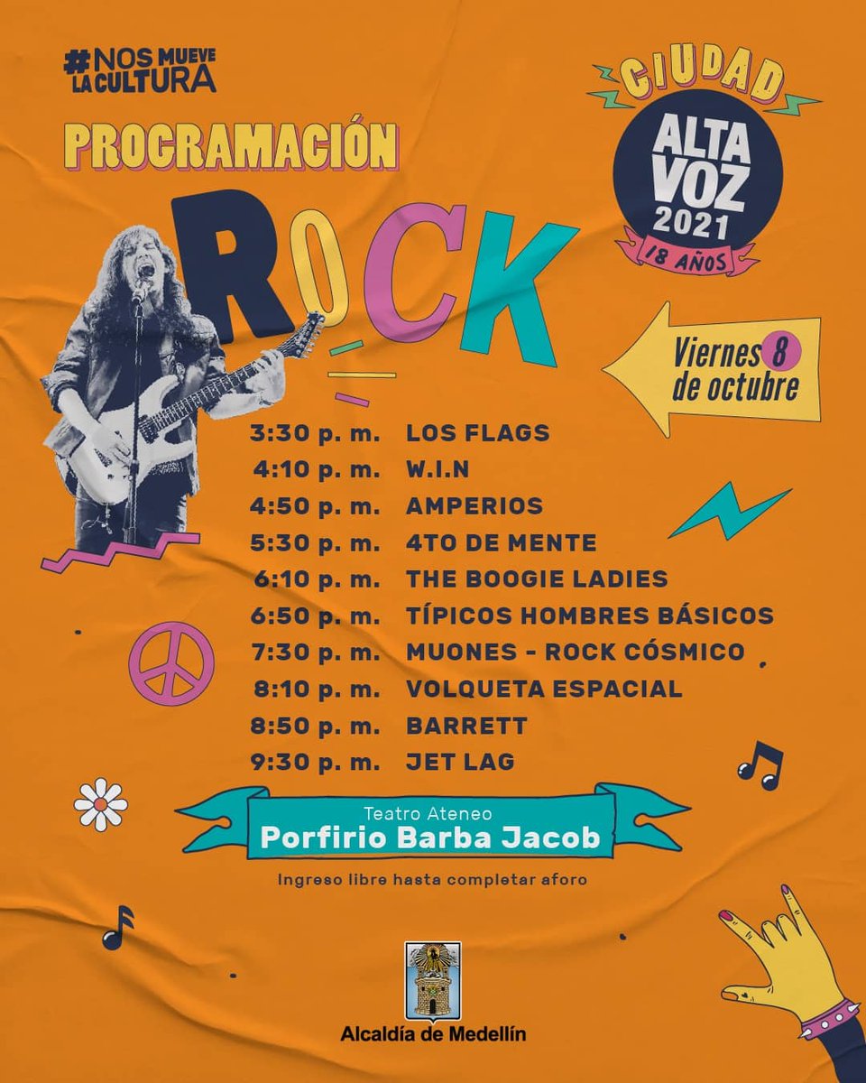 tipicoshombresb's tweet photo. Line Up para este viernes 8 de octubre en el @ateneomedellin, ya falta poco. 🔥👀

#TodosSomosUno
#NosMueveLaCultura
#CiudadAltavoz2021
@Altavozfest https://t.co/G6gKAeiKNd