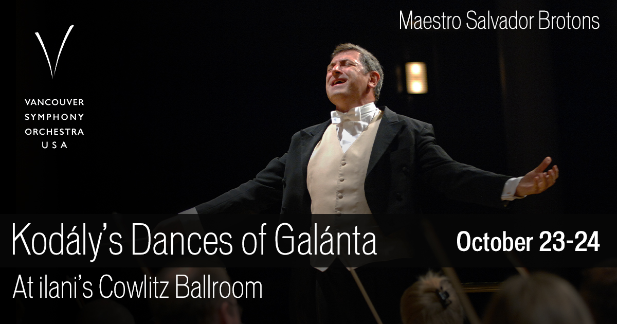 Brotons is back! See Maestro Salvador Brotons lead the Vancouver Symphony Orchestra USA in a thrilling musical tour of Europe, October 23-24 at ilani's Cowlitz Ballroom. 

Tickets on sale now: ow.ly/DrQD50Gnj5r