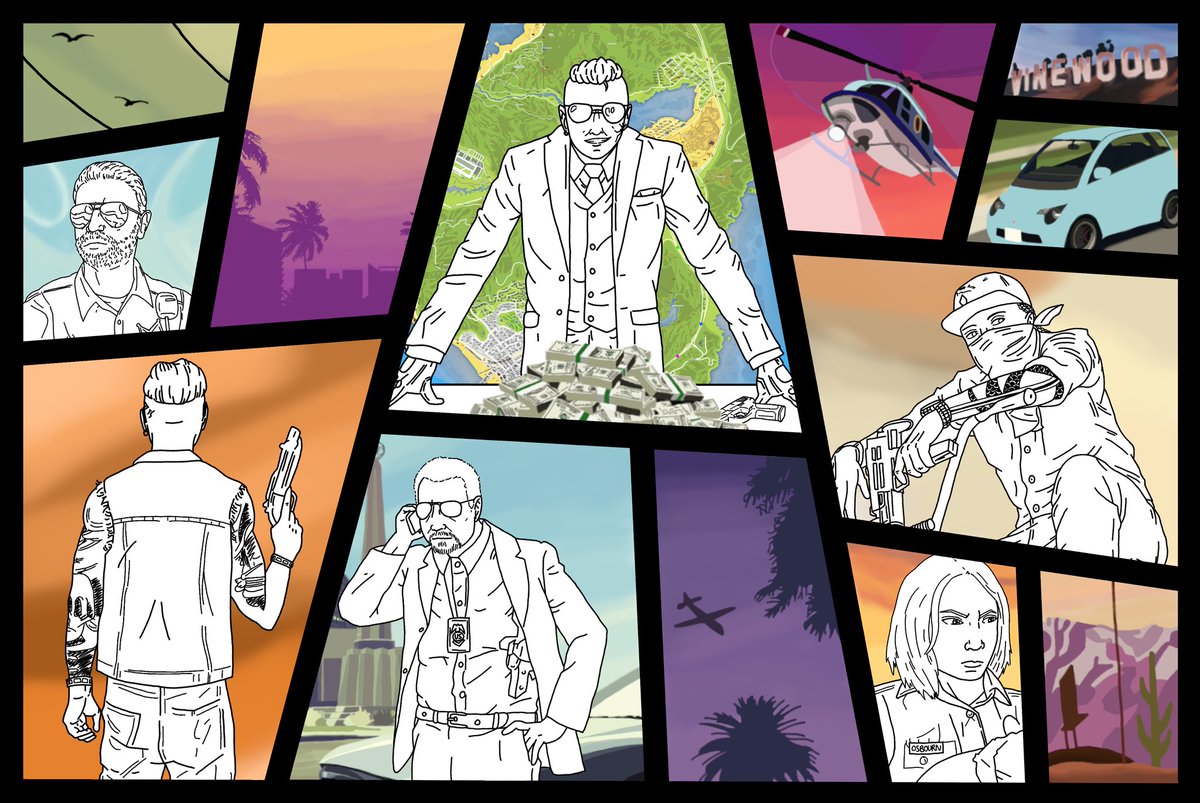 Saburo1000's tweet photo. Fan art des persos que j'adore regarder sur #21JumpClick avec Miguel (alias @AlexclickTv), Diouf (alias @Thebenbig), Teller (alias @Lowa_tv), Lucie Osbourne (alias @Arakazee), Elwood (alias @62Lepingouin) et Van Burren (alias @Tado87) 😁 https://t.co/sMT6GIWB6o