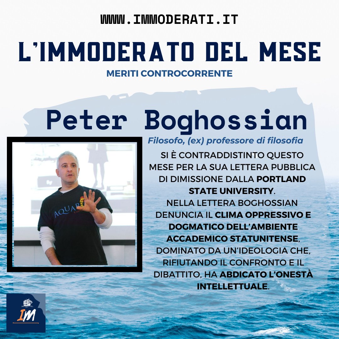 Immoderati's tweet photo. L'immoderato del mese è Peter Boghossian, vuoi sapere perché? 
https://t.co/ORgnYXKKvy 

#boghossian #CancelCulture #immoderati https://t.co/zTfFqds1PC