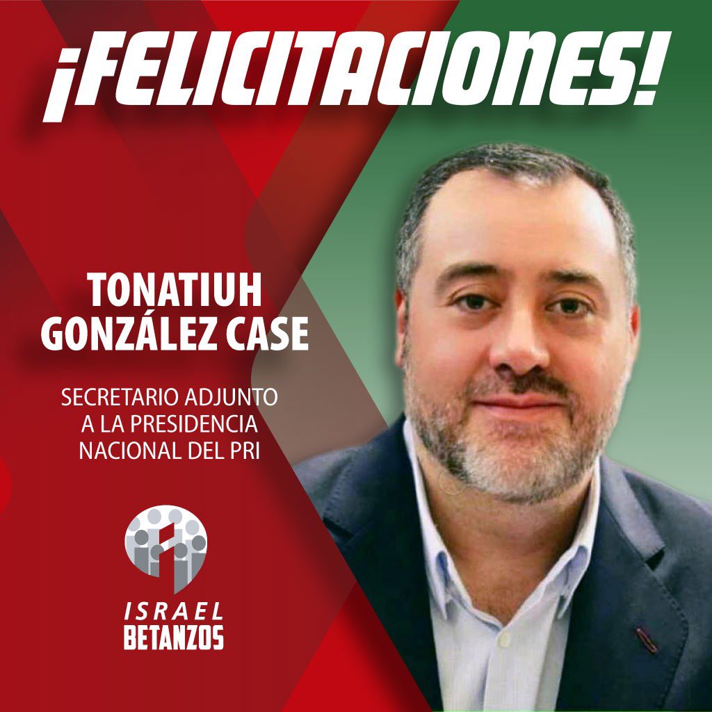 BetanzosOficial's tweet photo. Felicitaciones a mi hermano @TonatiuhGCase por su nombramiento como Secretario Adjunto a la Presidencia del @PRI_Nacional 

Enhorabuena. Éxito. https://t.co/IfW5gVXtV4