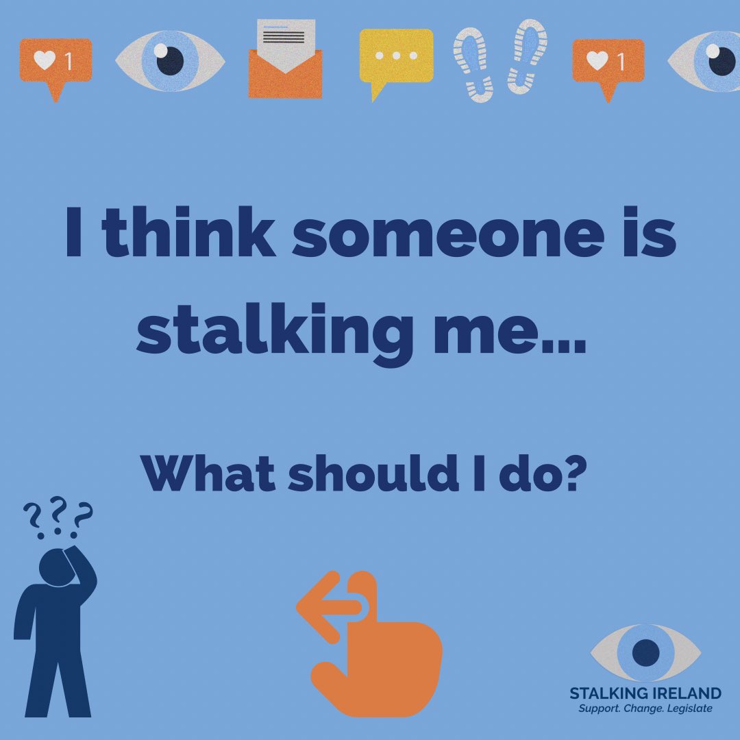 Stalking_ie's tweet photo. Part one: It can be hard to know what to do if you think someone is stalking you. Here are some useful tips. #SupportChangeLegislate #StalkingSupport #Stalking https://t.co/AhjmdoMSjU