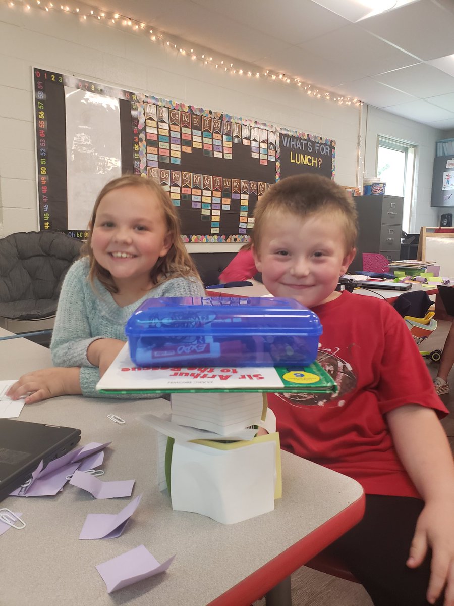 mhuke02's tweet photo. Success! Can you build a tower out of paper that's at least 6 inches tall and will hold up a hardcover book? https://t.co/kAKV4R2zgH