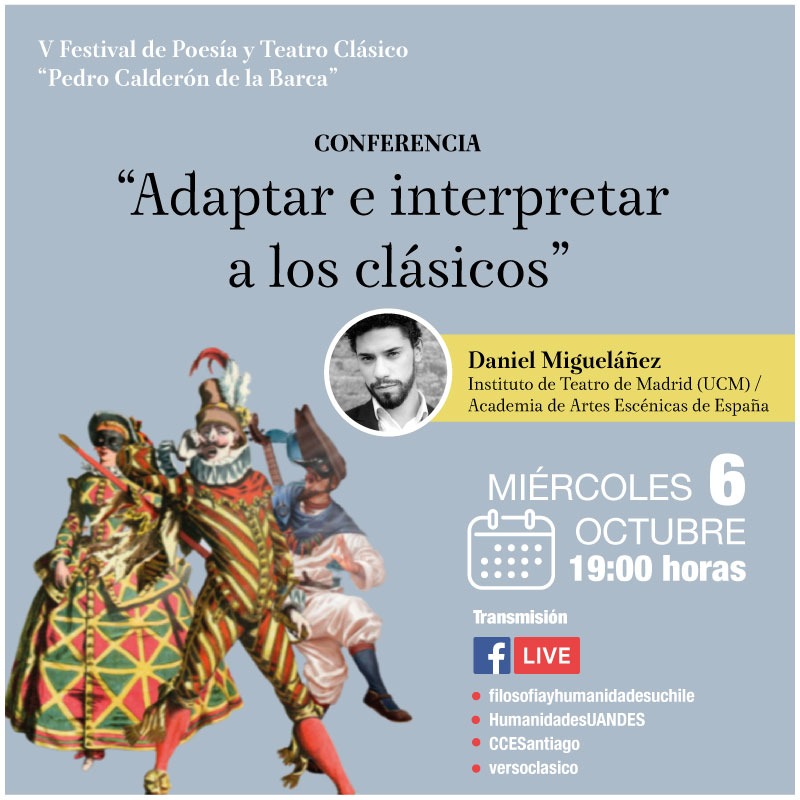 VersoClasico's tweet photo. Esta tarde, a las 19:00 h. (hora de Chile), nos acompaña el grandísimo @DanielMig19 para contarnos cómo va eso de adaptar e interpretar a los clásicos hoy ;-) Pueden seguirnos en facebook: https://t.co/u9BOPLKvTT de la @filosofiauchile y a través del @CCESantiago y @uandes https://t.co/ceZd5TeSrs