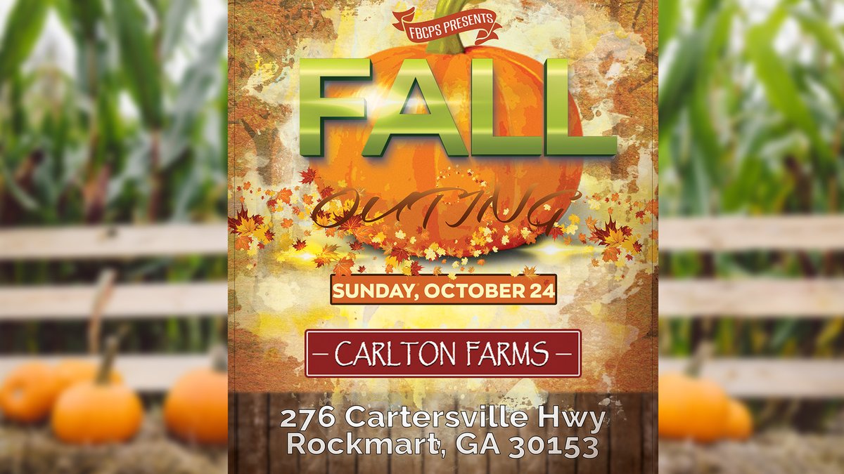 fbcpscampus's tweet photo. Join us October 24th from 4-7pm at Carlton Farms in Rockmart. There is a corn maze, petting zoo, hayride and other activities. This event is free and there is no signup required. https://t.co/65Y8HxSwuC