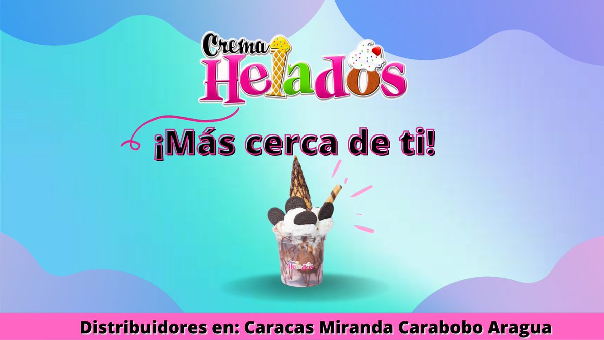 cremaheladosve's tweet photo. ¡Más cerca de ti! 😜✌ Tenemos distribuidores en #Caracas #Carabobo #Aragua https://t.co/iEhTHtI8vv