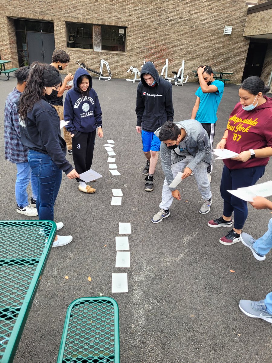 Health classes headed outside for a collaborative activity on prioritizing. They worked together to arrange & discuss a variety of human needs. @brewsterschools @BCSD_BHSPrin @BCSD_Athletics #maslowshierarchy #understandingbehavior #humanisticpsychology #cooperativelearning