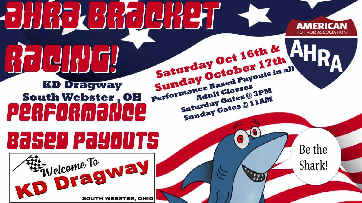 AHRA_Dallas's tweet photo. The Last AHRA Bracket Race of the 2021 Season...why not make it a big one? KD Dragway in South Webster, OH Oct 16th and 17th...Performance Based Payouts each day! Get your Membership and Get Paid When You WIN! https://t.co/e32y97E9aY