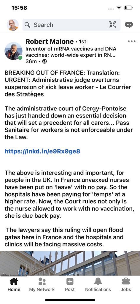 marcorobinson7's tweet photo. FRANCE COURT OVERTURNS GOVERNMENT to unvaxed care workers &amp; give back pay.

Legal recourse floodgates officially wide open!

#NonAuVaccinObligatoire 
#NoVaccinePassportsAnywhere https://t.co/UVvQXIjL9K