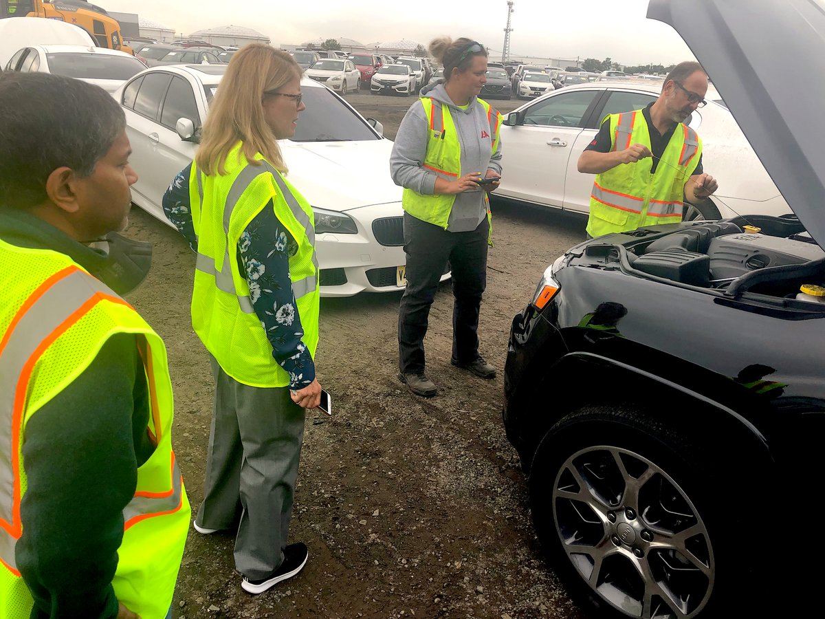 IAA_Auctions's tweet photo. CFO Susan Healy and VP of Treasury Arif Ahmed joined the CAT Response team in the field this week, showing that everyone on #TeamIAA is committed to operational excellence following #HurricaneIda. https://t.co/QaKFuvG1fn