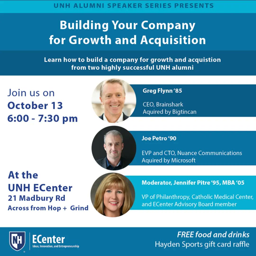 UNHECenter's tweet photo. Are you thinking about building a business to sell it? Or curious to know what it takes? Join us on 10/13.
Bit.lyl/alumni21fall

@UNHAlumni @unhpaulcollege @unh_ceps @unhcola @UofNH @UNH_GradSchool @unhchhs https://t.co/acD2HNcmRH