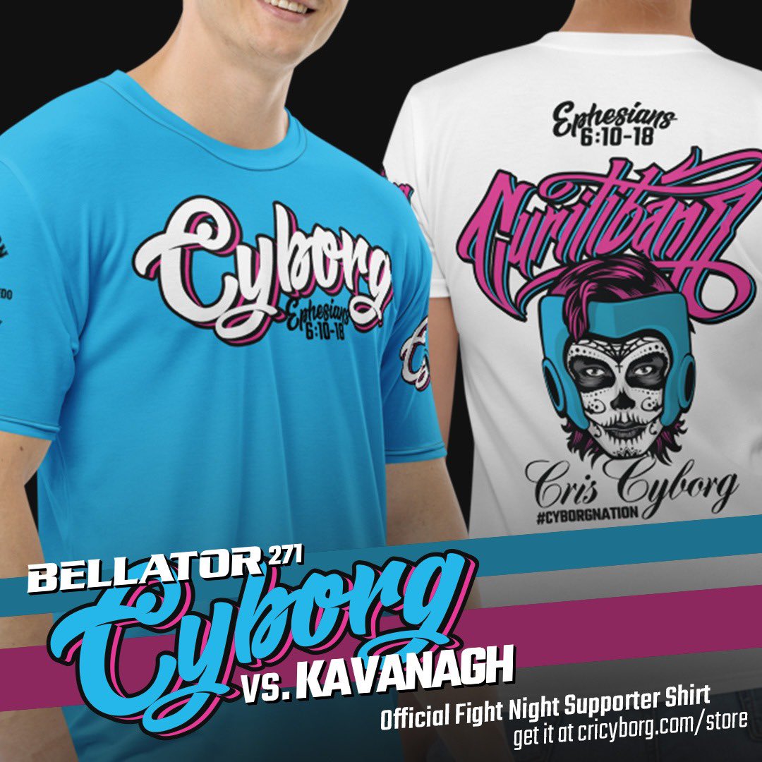criscyborg's tweet photo. Get your official @criscyborg #CyborgNation uniform shirt before her Nov. 12th @BellatorMMA fight on @SHOsports and wear it the night of #Bellator271 
👇🏽👇🏽👇🏽👇🏽👇🏽👇🏽👇🏽
https://t.co/rPtC3Arhps https://t.co/UdQl6yoyD8