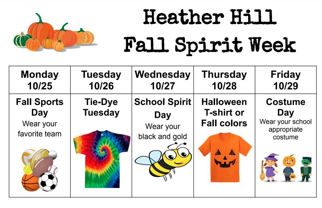 TheHornetsHive's tweet photo. Hey Hornets!!! Check out our coming up Spirit Week!!!  Can not wait to see all your SPIRIT!!! #gohornets161 https://t.co/9NXfKbAQcn