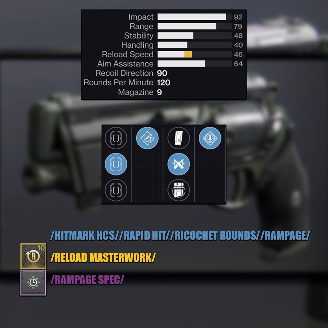 D2_Weaponsmith's tweet photo. This should be the correct breakdown image, it accurately describes the Reload MW and the Rampage Spec. https://t.co/xWTXwrGlOA