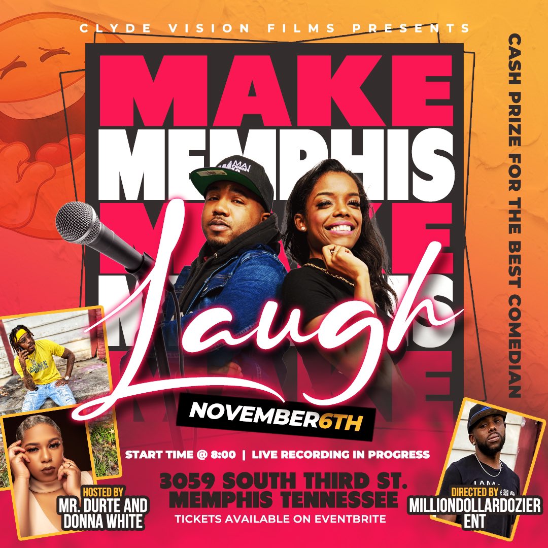 What Comedian do you want to see at the Make Memphis Laugh Show? Tag Your Favorite Memphis Comedian 🏷⬇️ @mrselclyde5 @milliondollardozier_ent @affiliated_atl_durte @mrjeralclydeii #ComedyEvent 
#Laugh
#Live
#Thingstodomemphis 
#memphis 
#standup 
#microphone 
#makememphislaugh