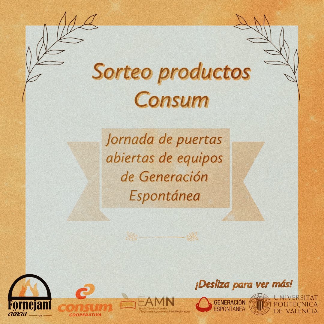 FornejantUPV's tweet photo. Buenas noches!! ☺️

Os informamos del súper sorteo que vamos a realizar desde @fornejantciencia ❗️🤭

Durante el día de mañana estaremos sorteando 3️⃣ PREMIOS 🌟, cada uno de ellos consiste en una bolsa de productos Consum 🤩. https://t.co/hBtmAyZaAl