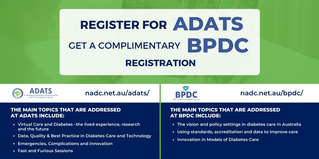 NADCaustralia's tweet photo. We are just a few weeks away from the Australasian Diabetes Advancements & Technologies Summit and our Best Practice in Diabetes Centres meeting.
For more information, visit our website at https://t.co/Q3gIC4zFp1 https://t.co/KJpYICLHIn