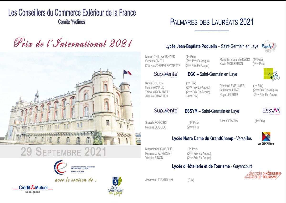 CCEF78's tweet photo. Remise du Prix de l’International Bravo aux 19 lauréats de 2020 et de 2021 pour leur détermination à l’international malgré les conditions sanitaires. Merci à la Mairie de Saint Germain et Mme Habert Dupuis. Merci à Nathalia Pouzyreff députée qui a pu renouer avec les CCEF78. https://t.co/xU4mlSPjQB