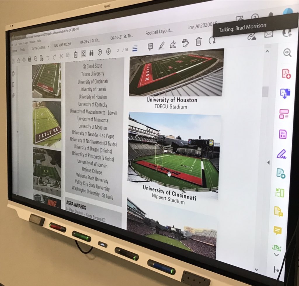 LauraCTodd's tweet photo. The power of networking! Thank you @BradMorrison44 from @maumeebayturf for serving as a Guest Speaker in the @StThomasUniv Sports Facility & Event Mgmt class, & sharing the process of the #TurfNation project for @STU_Athletics . #TurfNation #sportsmanagement #sportsfacilities https://t.co/PtpzRiiaoD