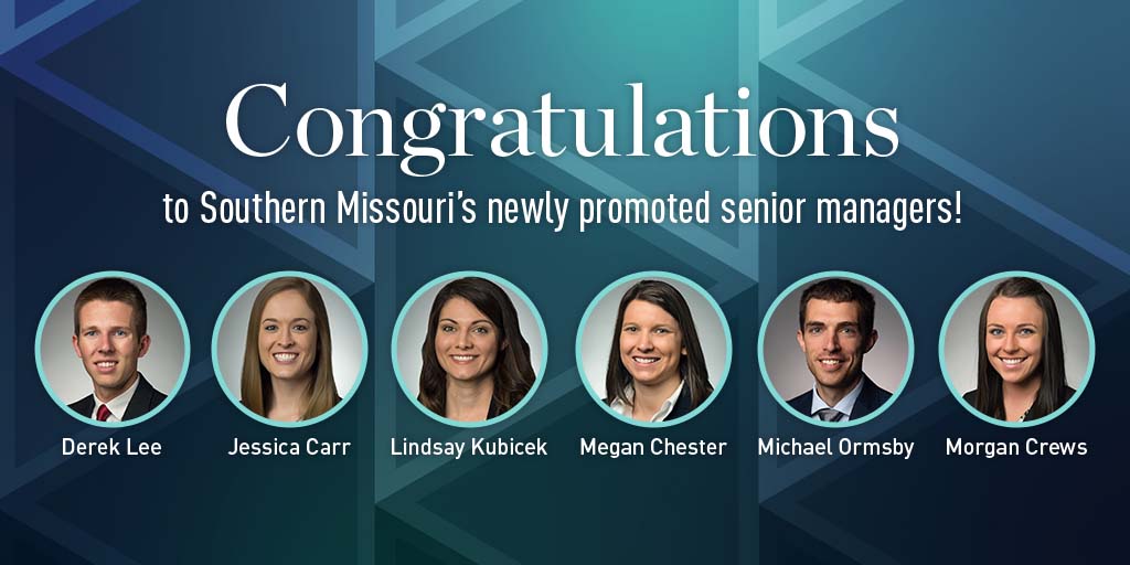 carlya119's tweet photo. Congrats to @BKDLLP's newly promoted Senior Managers in our Southern Missouri office. I'm so proud to work for a company that provides rewarding career opportunities and invests in the development of our team. https://t.co/YusPakKfr1
