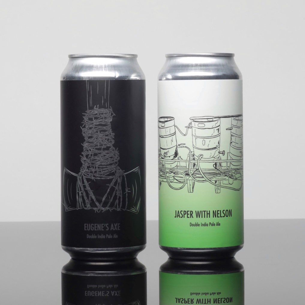 Available starting right now (Wednesday) until 7PM. Must be in line by 7PM. 

Eugene’s Axe DIPA 8.5% 6 cans Per Person

Jasper with Nelson DIPA 7.9% 6 cans Per Person