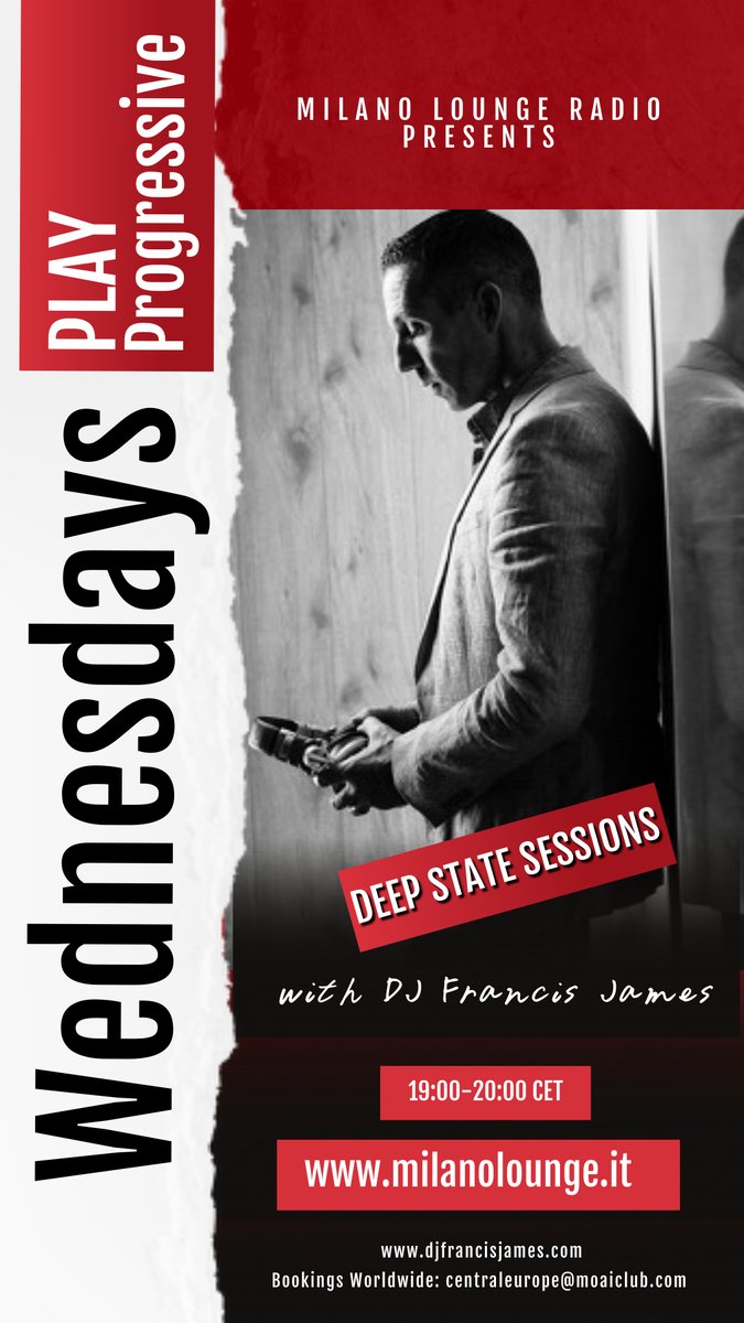 DJFrancisJames1's tweet photo. Make sure to grab an expresso on Italy's Very Own - Milano Lounge Radio featuring Deep State Sessions tonight!

Where: https://t.co/R7gus518Te
When: 19:00 (CET)
Milano Lounge R3sonance #progressivehouse https://t.co/Ama1q2RNq4
