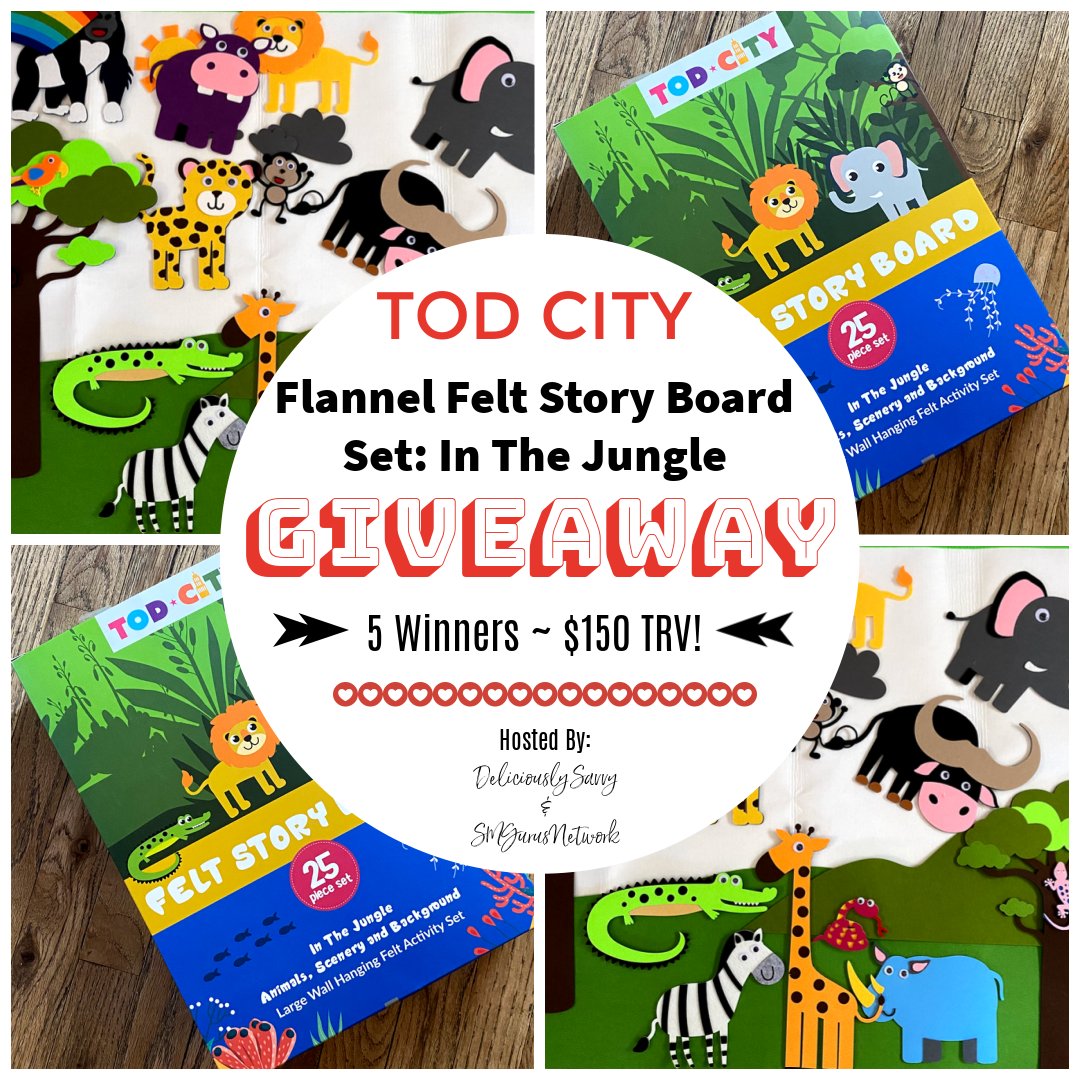 DeliciouslySavv's tweet photo. 🎉NEW Giveaway Alert🎉Enter To Win The Tod City Flannel Felt Story Board Set: In The Jungle Giveaway! (5 Winners ~ $150 TRV!) Ends 11/17 #FallGiftGuide2021🍁
Enter Today👉https://t.co/DrfGwSNi43 via @DeliciouslySavv https://t.co/4qaH6nNxwb