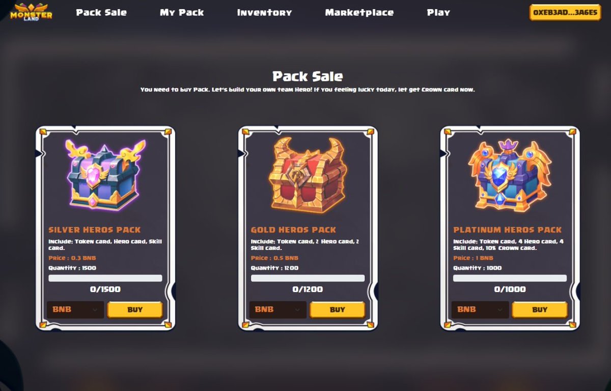MonsterLandMeta's tweet image. 🎁 NFTs Presale is released !!!
✅ Special offer has started 

📣 Join now !!!
👉 app.monsterland.games/pack-sale
#presale #BSCGems #NFT #P2E #DeFi