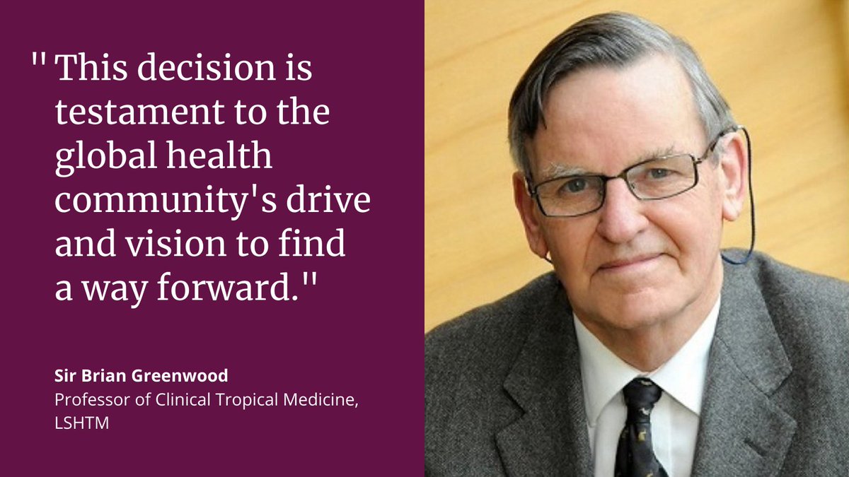 London School of Hygiene & Tropical Medicine (@lshtm) on Twitter photo Momentous day for #GlobalHealth. A malaria vaccine has been recommended by <a href="/WHO/">World Health Organization (WHO)</a> for the first time! 🦟🌍
Brian Greenwood says decision has the potential to save millions of young lives & shows importance of long-term investment in science.
👉 bit.ly/3ai0c8c #EndMalaria Momentous day for #GlobalHealth. A malaria vaccine has been recommended by <a href="/WHO/">World Health Organization (WHO)</a> for the first time! 🦟🌍
Brian Greenwood says decision has the potential to save millions of young lives & shows importance of long-term investment in science.
👉 bit.ly/3ai0c8c #EndMalaria