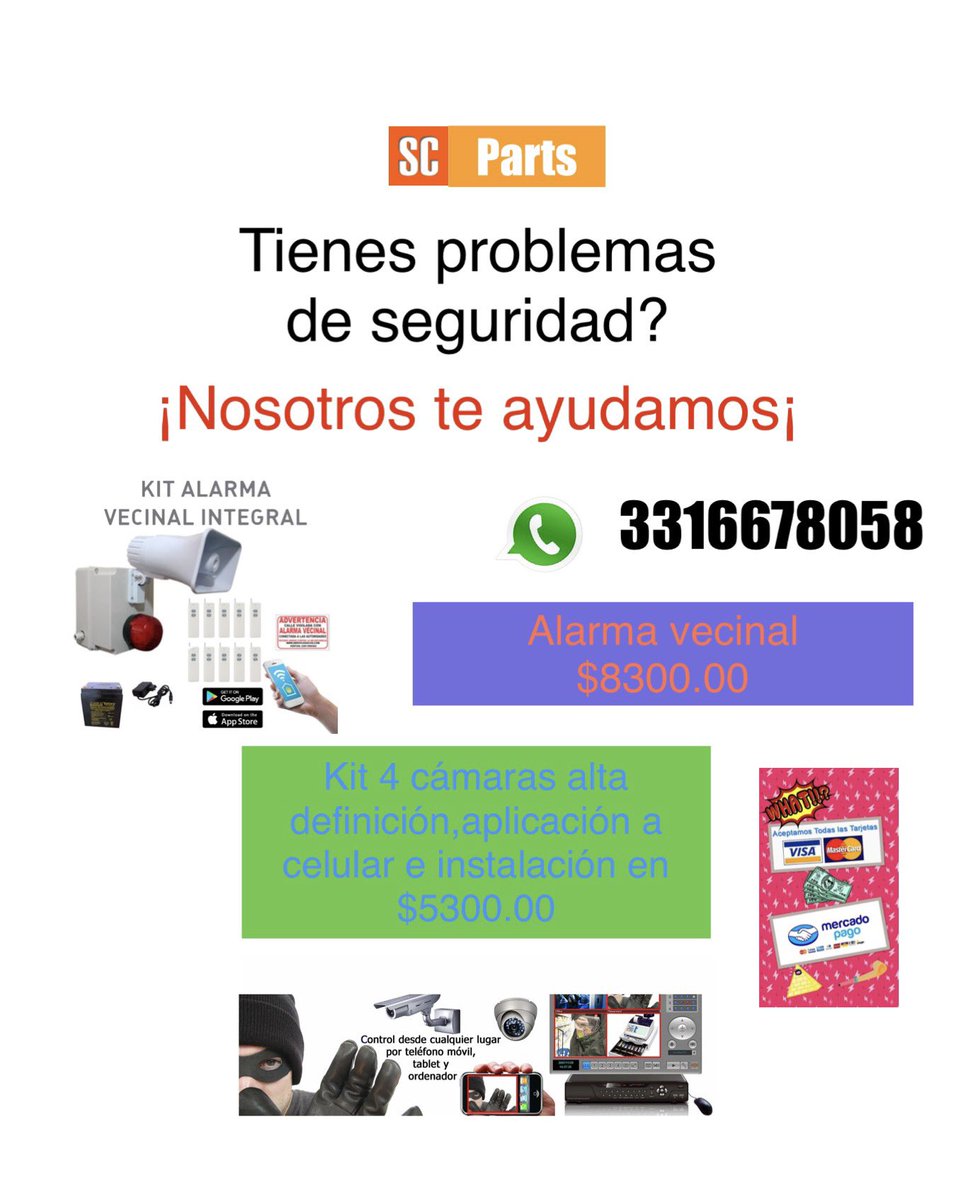 scparts's tweet photo. Sistemas de seguridad #cámaras #videovigilancia #seguridad #vecinosalerta #cctv https://t.co/E10HgTybkm