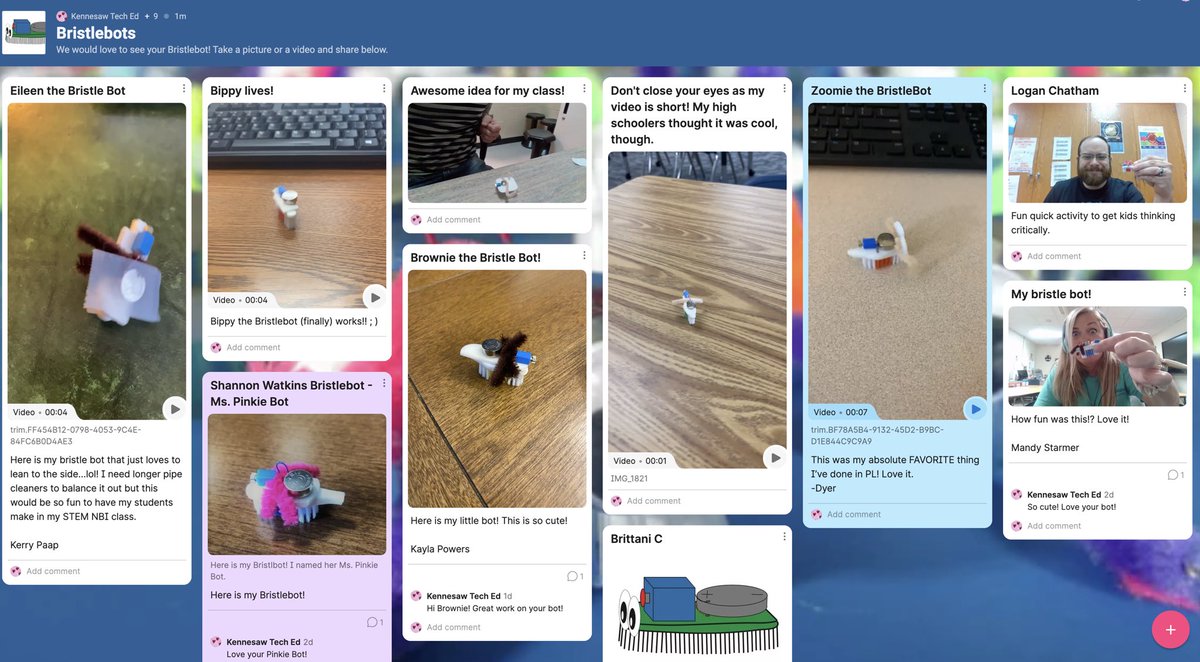 nisaboltin's tweet image. Meet Zoomie, the Bristlebot. @Scienceandbball Our TechEds STEM juices are flowing. “This was my absolute FAVORITE thing I’ve done in PL.”@ksuiteach #pauldingstem @itechcrocker #pcsdtecheds