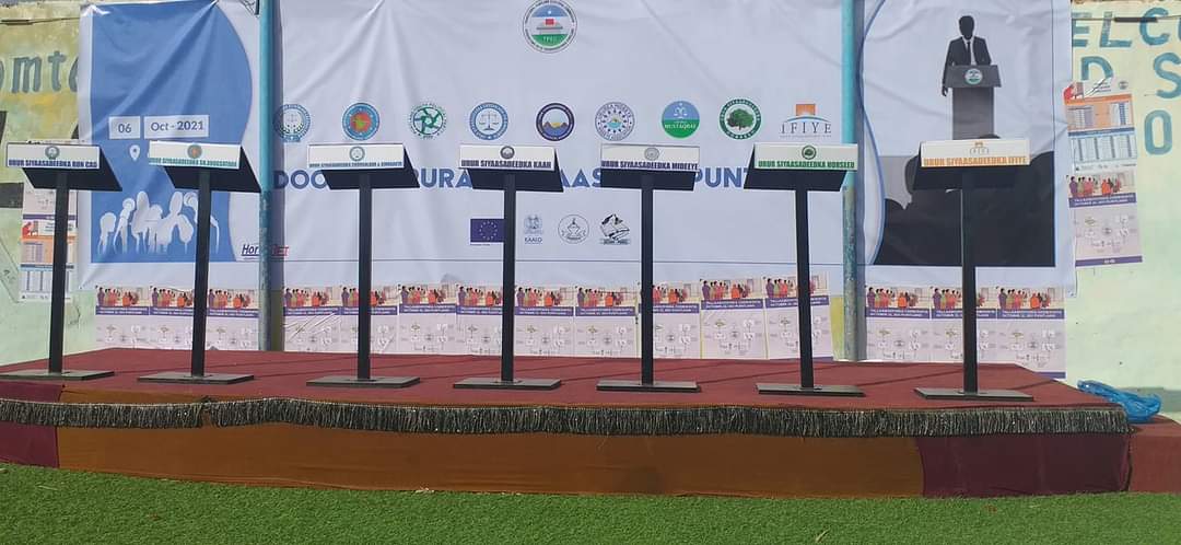Burjama's tweet photo. KAALO with TPEC is convening publicizing  debates for 9 political associations contesting puntland local council elections to present thier leadership policies and plans at district level.

Funded European Union under SEGTAP Project implementing Kaalo PDRC and Punsaa https://t.co/L7GLVocoPA