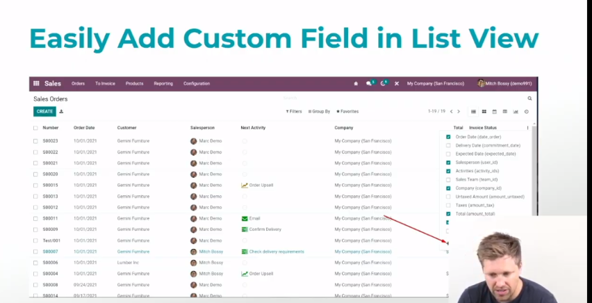 Odoo's tweet photo. Now you can easily add custom fields in Studio
#OdooExperience Just go tot he list view and make your choice https://t.co/OSSea6IZgx