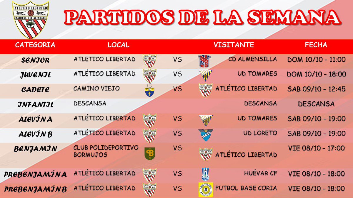 ⚽️⚽️Partidos de la semana⚪️🔴