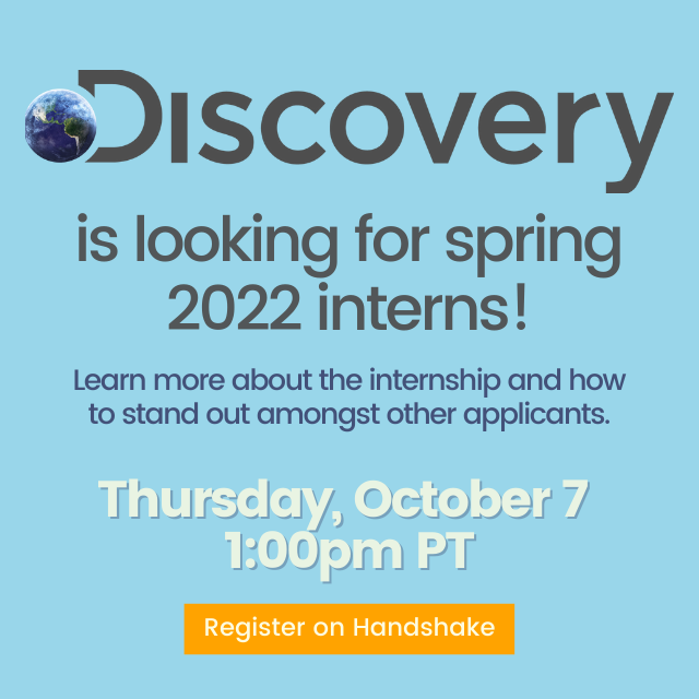 oxycareers's tweet photo. Calling all juniors and seniors! Join the info session TOMORROW to learn how to stand out amongst other @Discovery internship applicants. Link in bio to register! https://t.co/qhQck7q0Ww