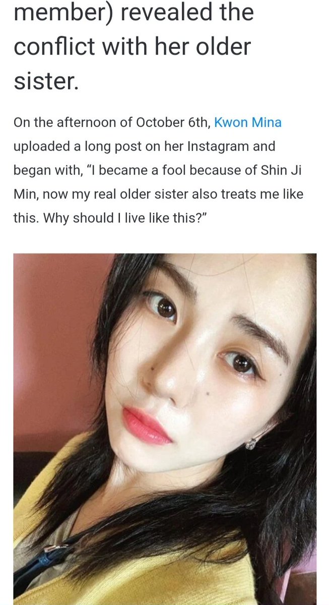 EmmaNue23995484's tweet photo. It's seems like a public suicide.she need to stop mentioning shin jimin. Mina has done enough to her at this point jimin is blacklisted from the industry and lives in a borderline isolation.#AOA体育 #aoa #FNC #aoamina #kwonmima #shinjimin #aoamina #aoajimin https://t.co/KSdNWObyWD