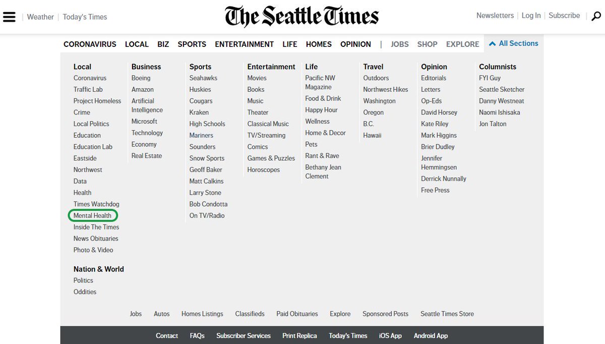 SeattleNTC's tweet photo. @seattletimes now has a dedicated team covering and investigating #mentalhealth issues in Washington State! @stmentalhealth https://t.co/VTnkRhgiWU