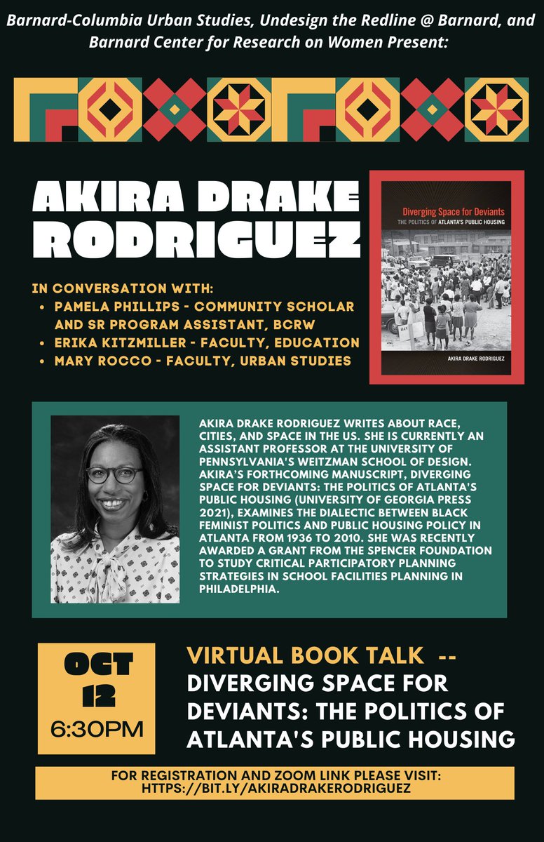 @akirarodriguez.bsky.social 🦋 (@akiradrake) on Twitter photo Book talk SZN!! Thanks to <a href="/MfRocco/">Mary Rocco</a> and @erikakitzmiller for hosting and moderating this talk - next week on Zoom I will speak on Diverging Space for Deviants in conversation with the NYC crew! Registration at columbiauniversity.zoom.us/meeting/regist… Book talk SZN!! Thanks to <a href="/MfRocco/">Mary Rocco</a> and @erikakitzmiller for hosting and moderating this talk - next week on Zoom I will speak on Diverging Space for Deviants in conversation with the NYC crew! Registration at columbiauniversity.zoom.us/meeting/regist…