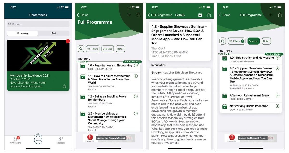 RDMobile's tweet photo. 📲 @MemberWise #MEMX2021 App Tip – Create Your Personal Schedule

With the MemberWise Conferences App, you can create your own personal schedule. Start by accessing the Full Programme in the app – browse, search or filter by track/stream, topic or speaker.

#memberwise #rdmobile https://t.co/bV9G4hW5bp