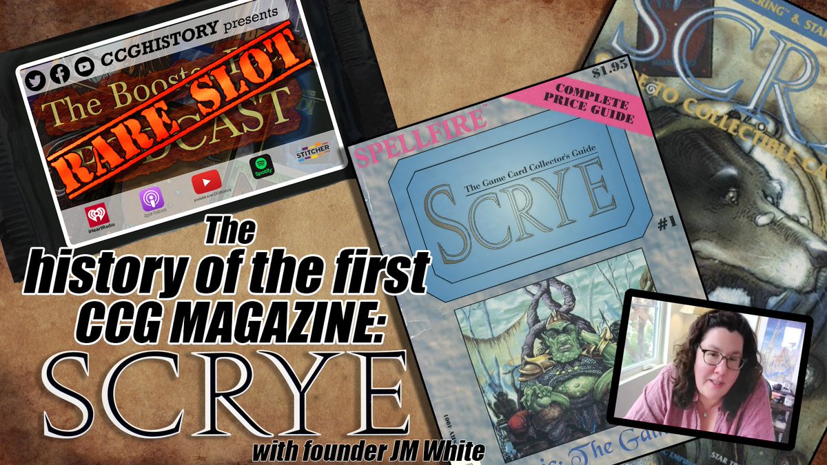 CCGHistory's tweet photo. yo, NEW #TheBoosterPack EPISODE IS UP!
This time Im joined by @JMorgynWhite—founder of the first-ever CCG magazine/pricelist: SCRYE
we talk Scrye's origin, early MTG, the 1st CCG boom/crash, women in gaming & much more 💫
🎧: https://t.co/MVPbgmS4xp
📺: https://t.co/Ng2MEKrBT0 https://t.co/eiSDQh3B9E